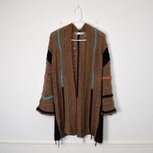 Anonyme Designers Crochet Cardigan Sz M/L Wool Colorful 70s Hippie Retro Boho
